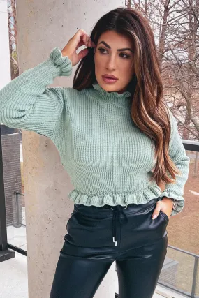 Vera Crop Sweater - Sage
