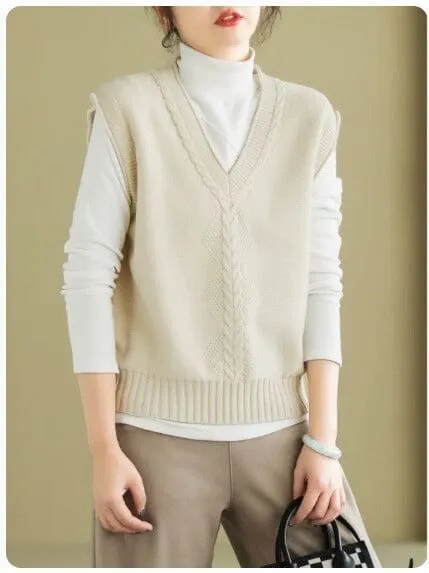Women Spring Casual V- Neck Knitted Vest