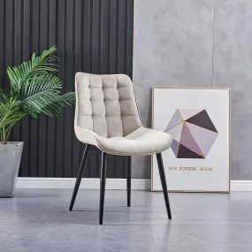 Wooden Twist Tufted Design Modern Cafe Dining Chair with Metal Legs