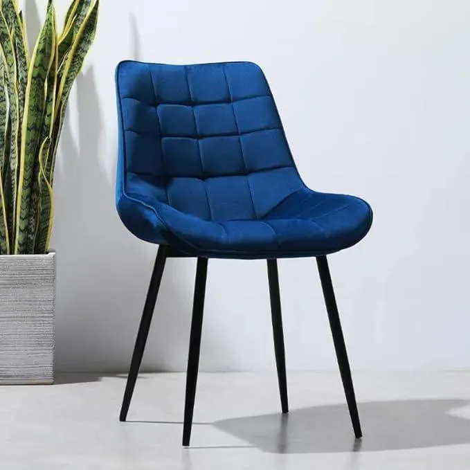 Wooden Twist Tufted Design Modern Cafe Dining Chair with Metal Legs