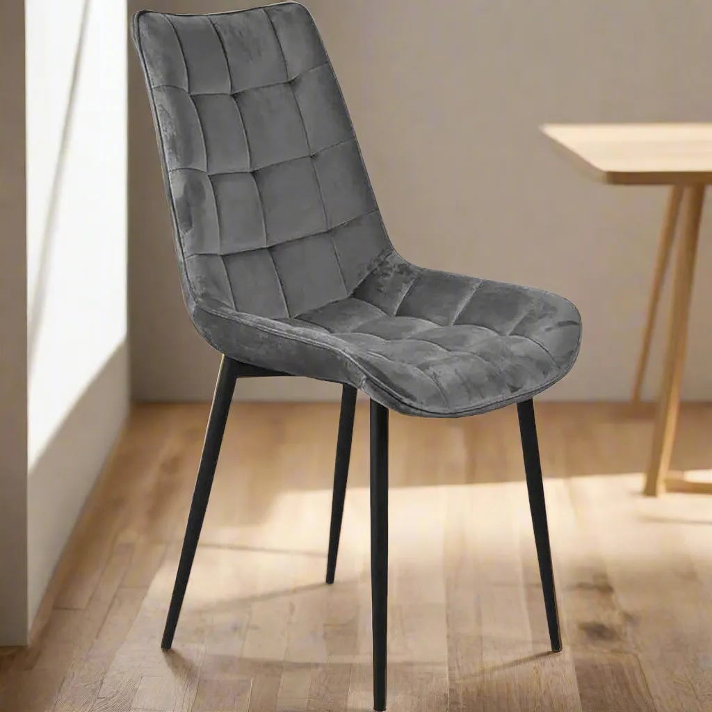 Wooden Twist Tufted Design Modern Cafe Dining Chair with Metal Legs