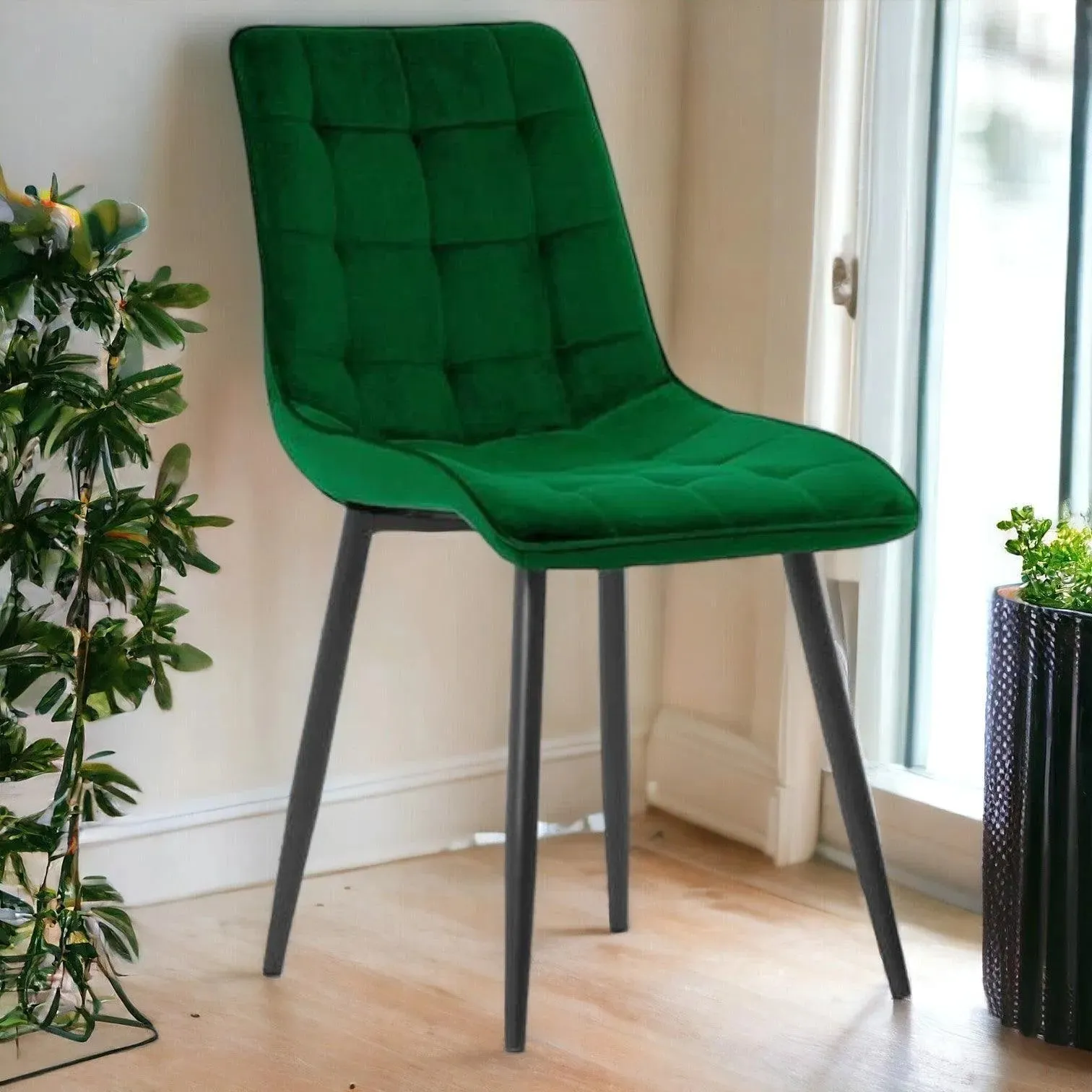 Wooden Twist Tufted Design Modern Cafe Dining Chair with Metal Legs