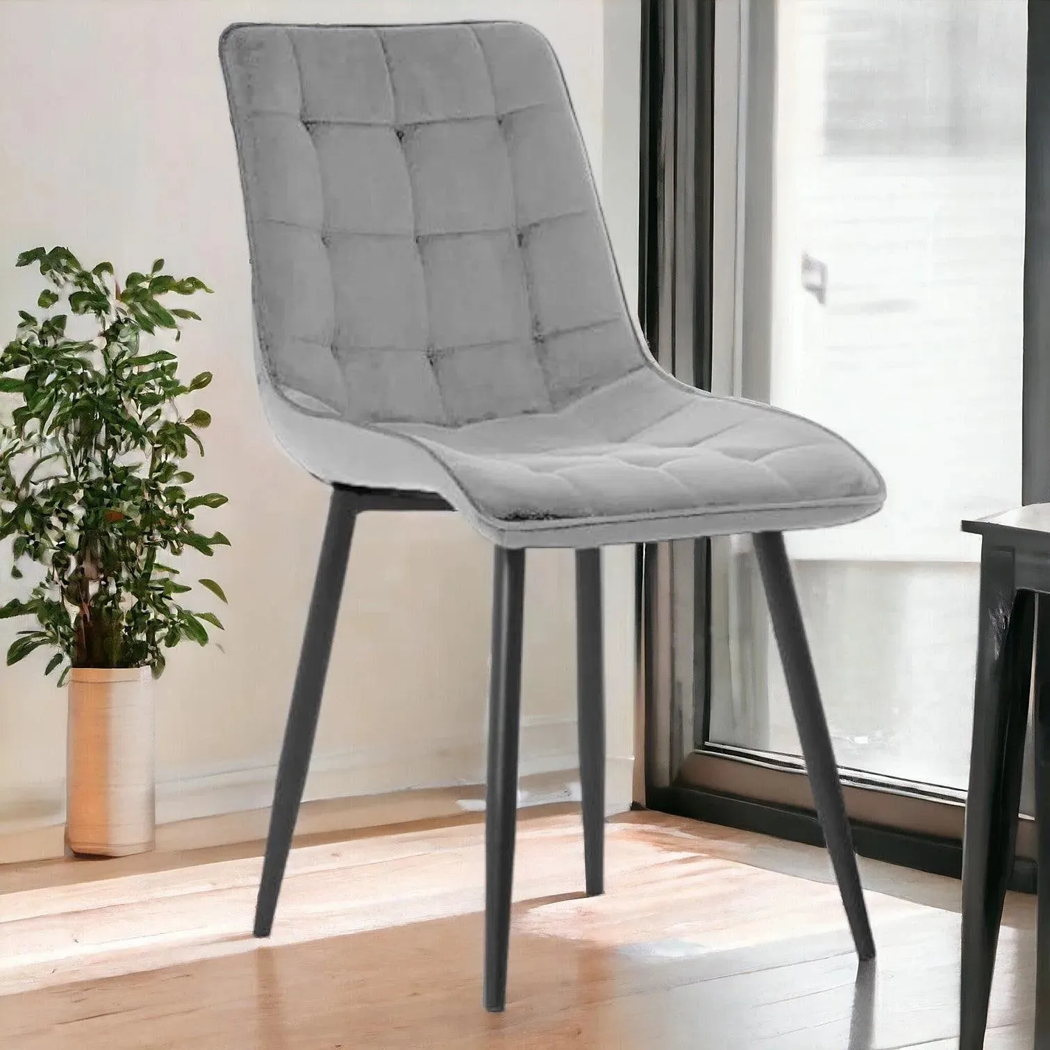 Wooden Twist Tufted Design Modern Cafe Dining Chair with Metal Legs