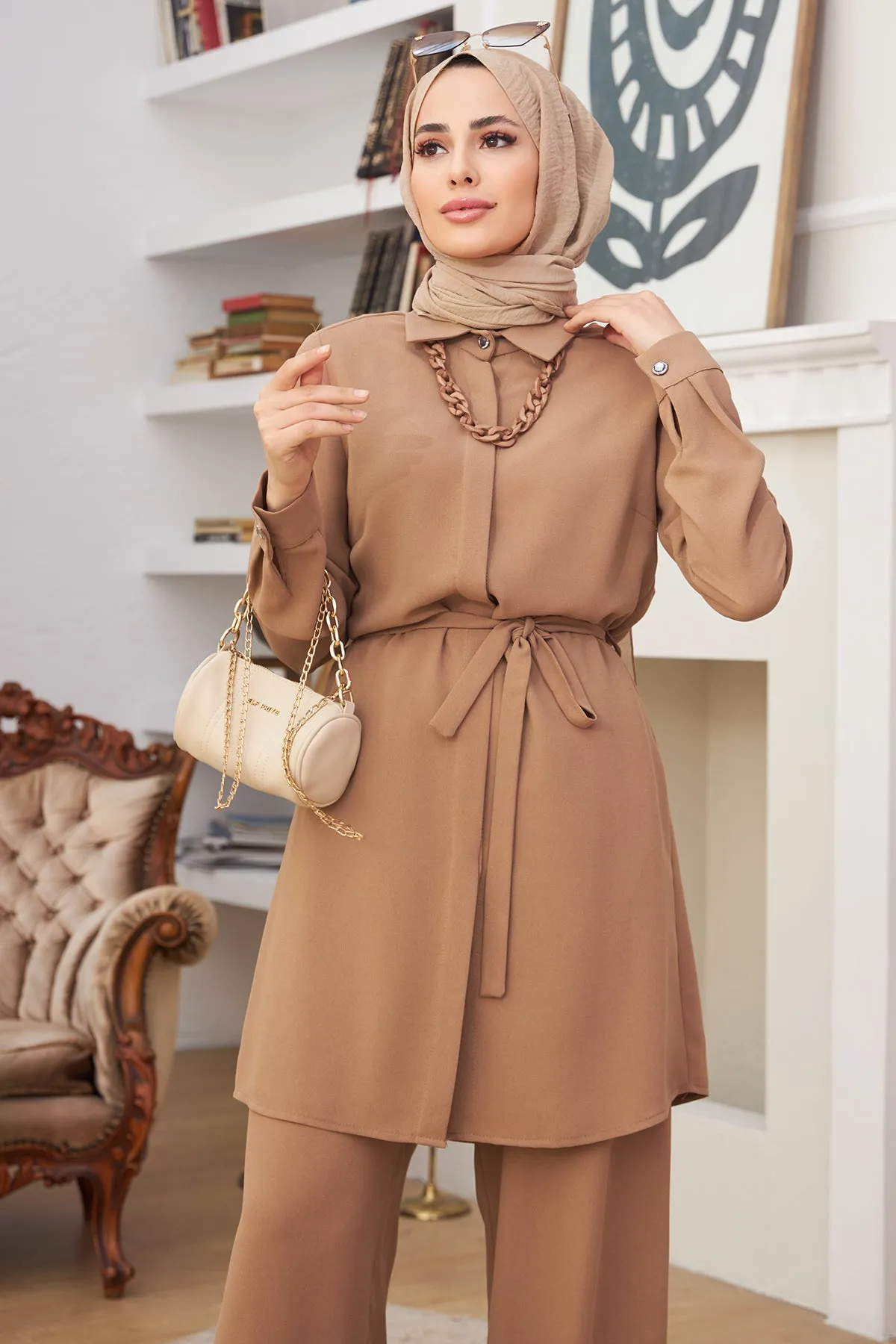 ZRF Women Chain Necklace Set - Milky Coffee - Columbus